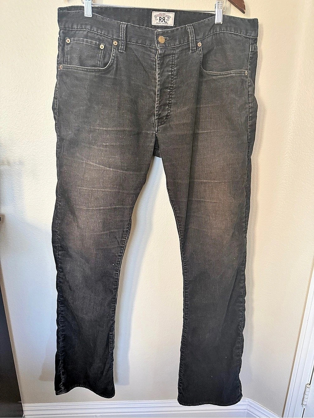Y2K Double RL RRL Ralph Lauren Corduroy Pants Men’s 36 34 Faded Black USA Made